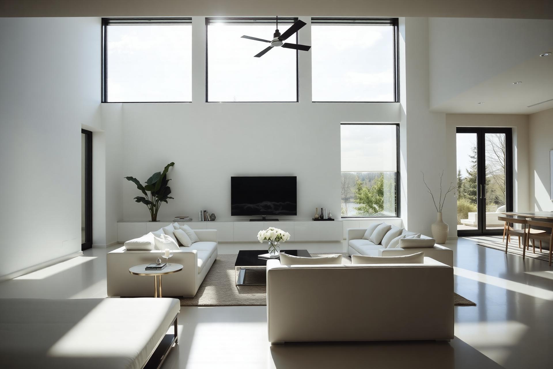 Luxury interior with flawless white paintwork
